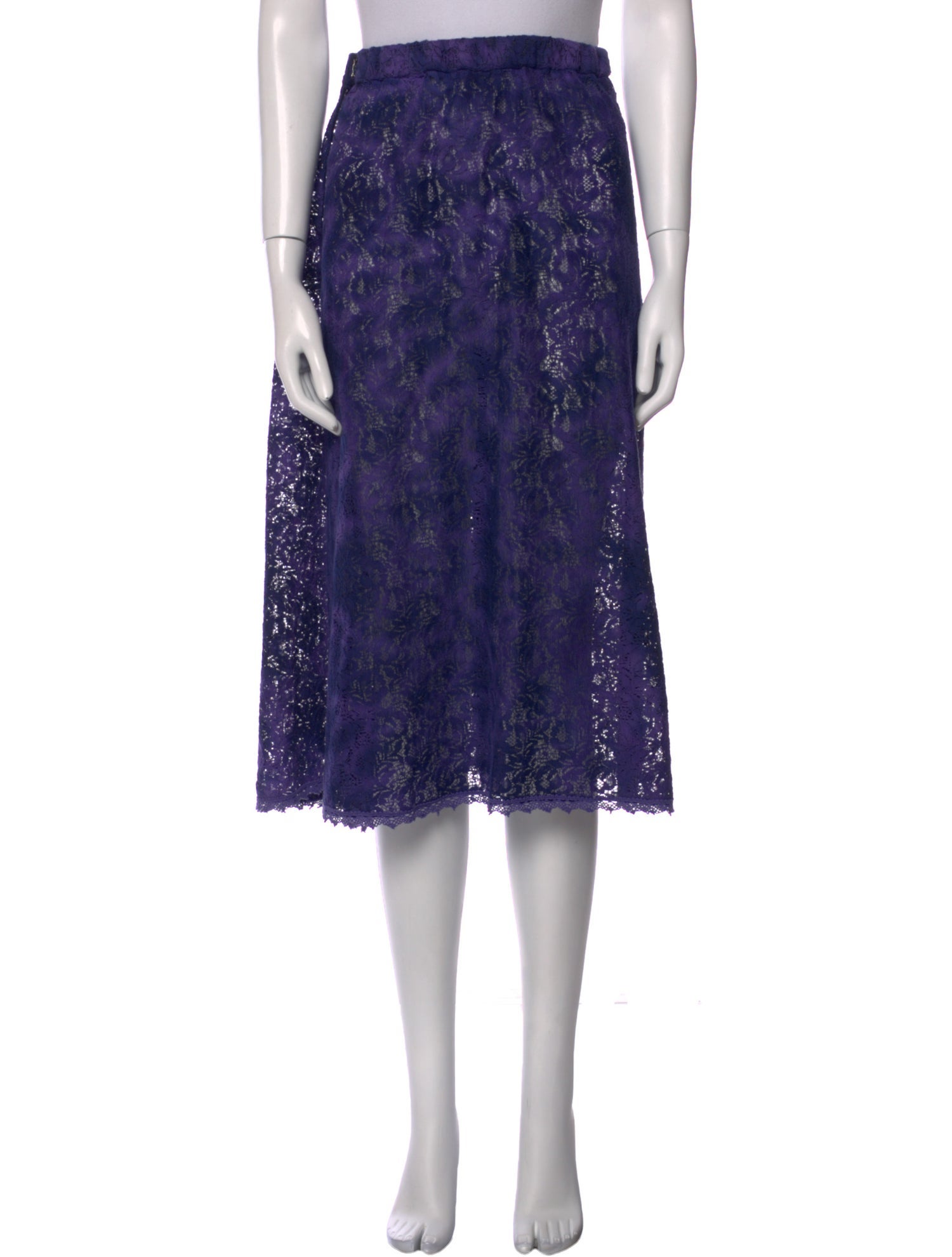 Blue Blue Japan Lace Pattern Knee-Length Skirt