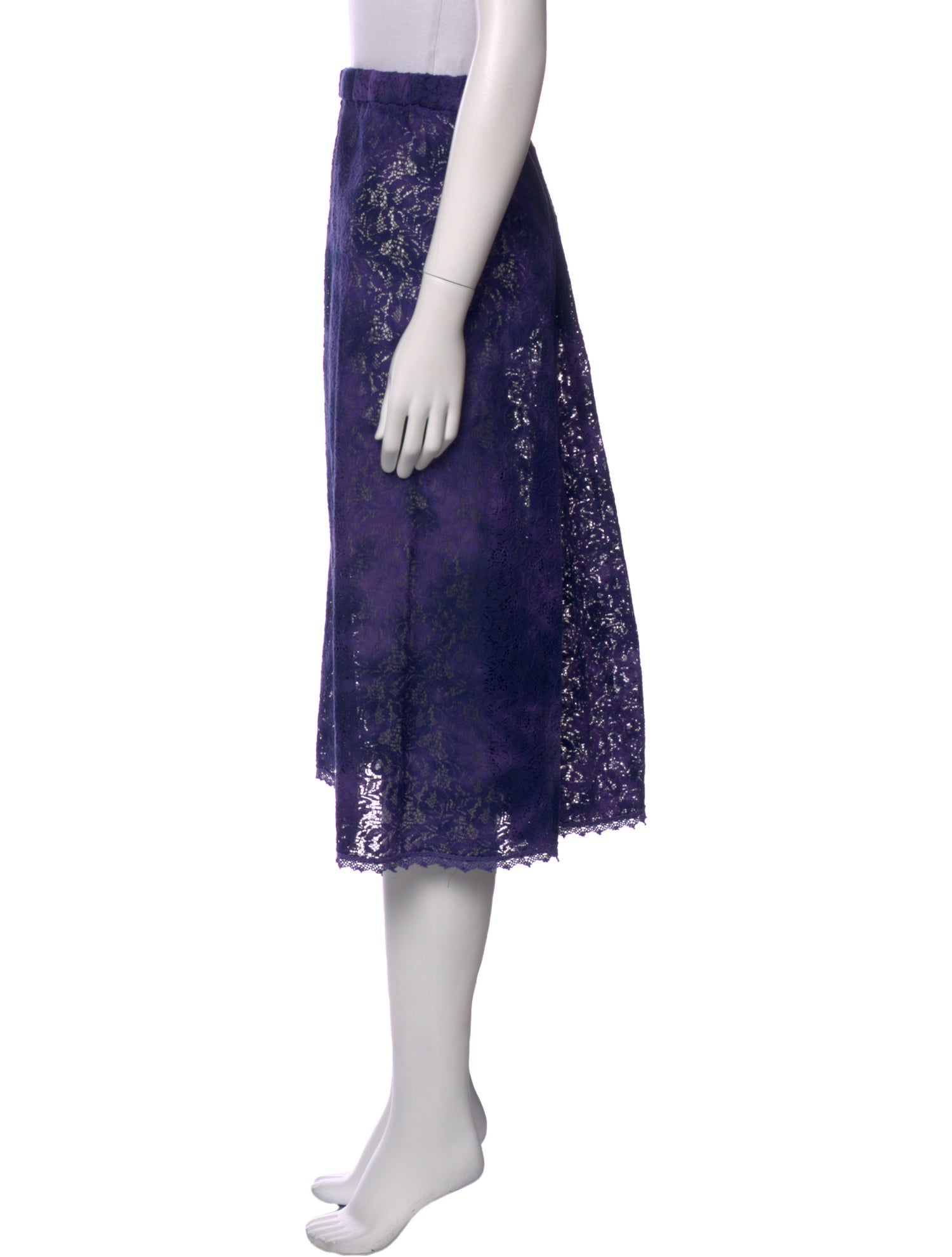 Blue Blue Japan Lace Pattern Knee-Length Skirt