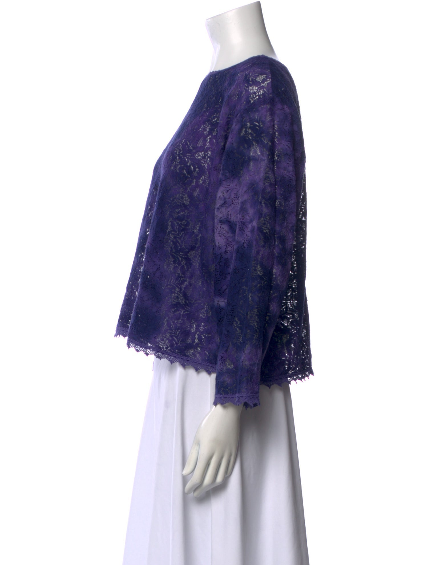 Blue Blue Japan Lace Pattern Scoop Neck Crop Top