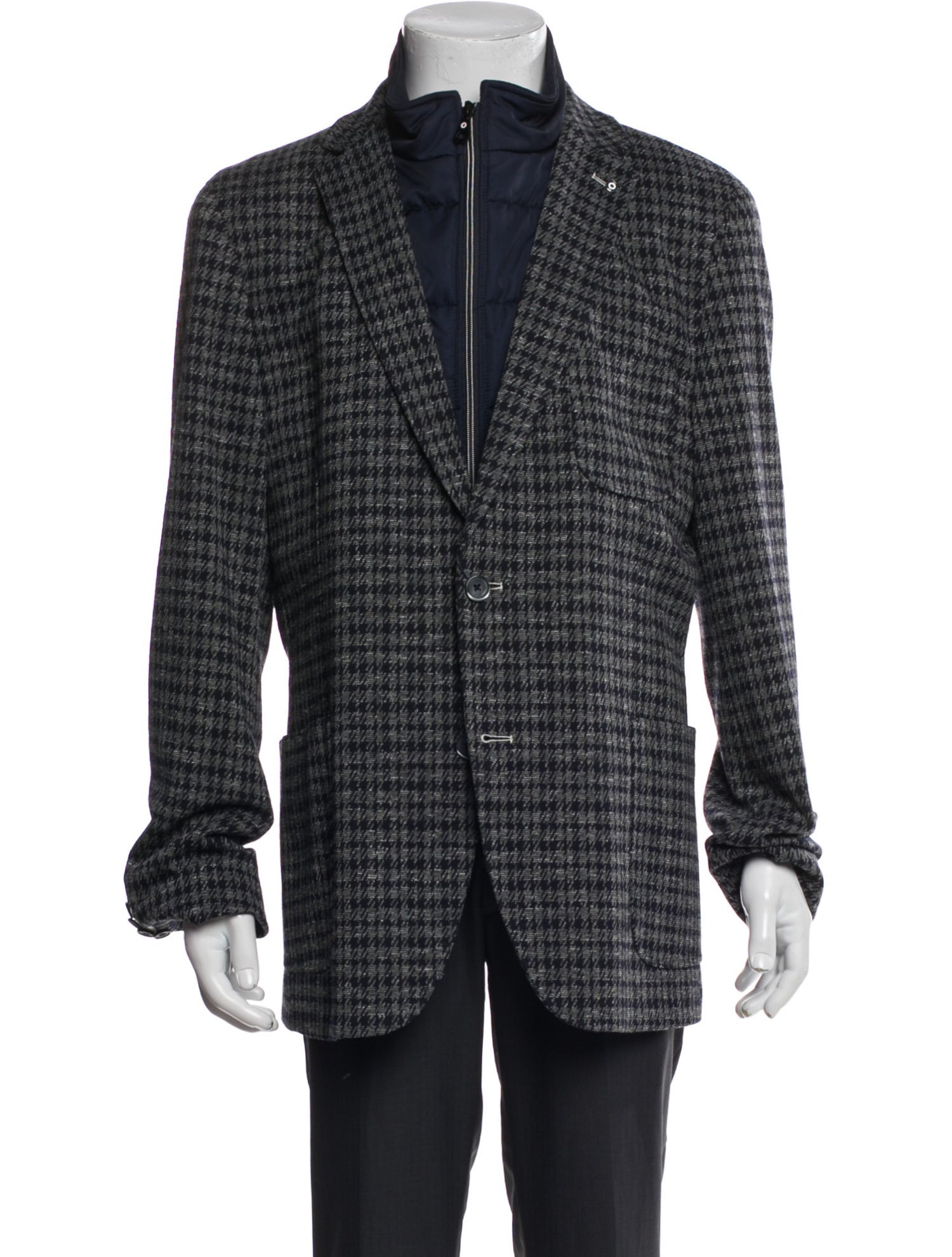 Blue Industry Houndstooth Print Peacoat