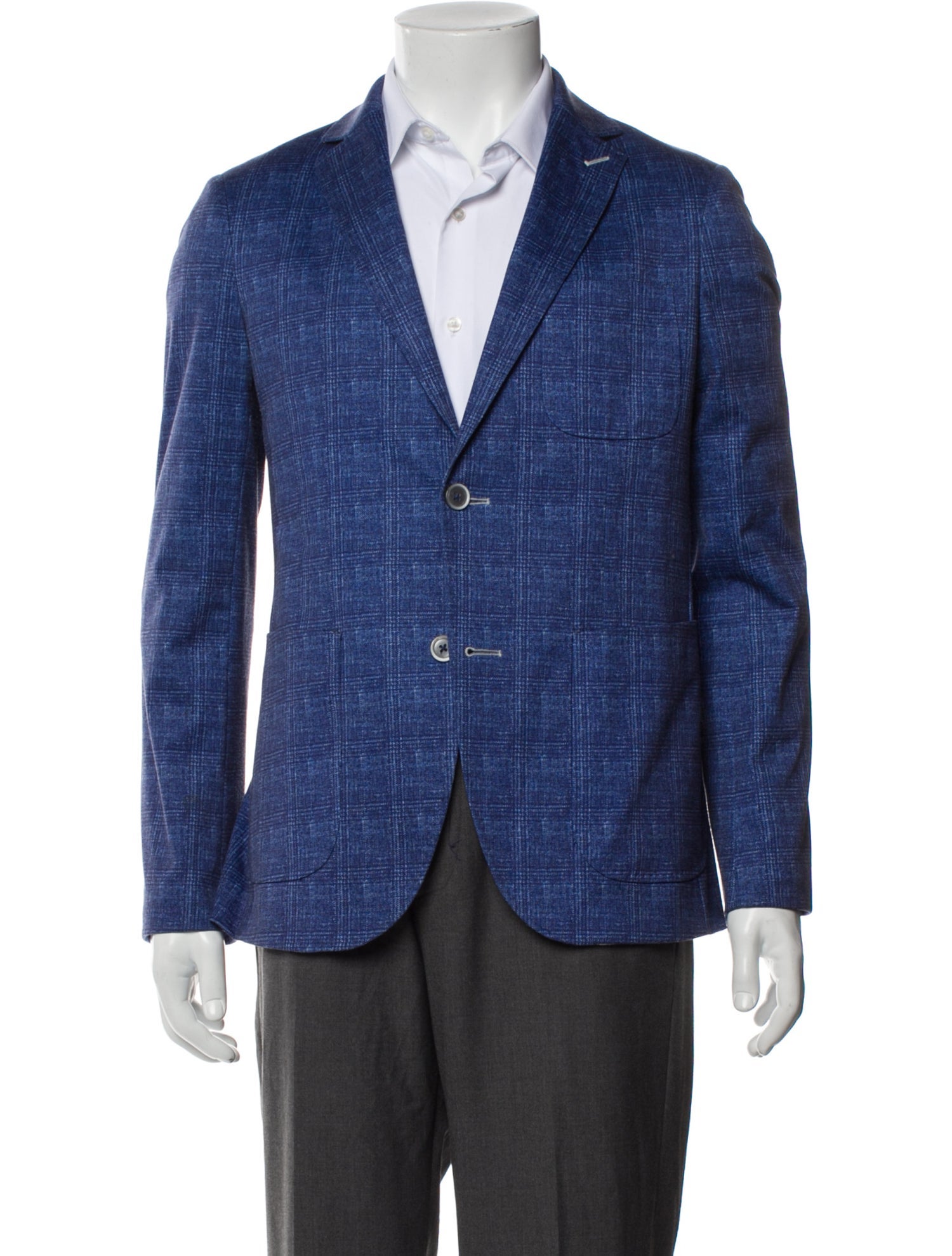Blue Industry Plaid Print Blazer