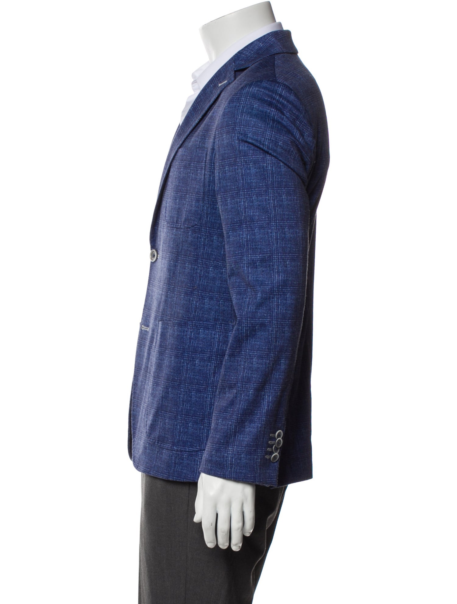 Blue Industry Plaid Print Blazer