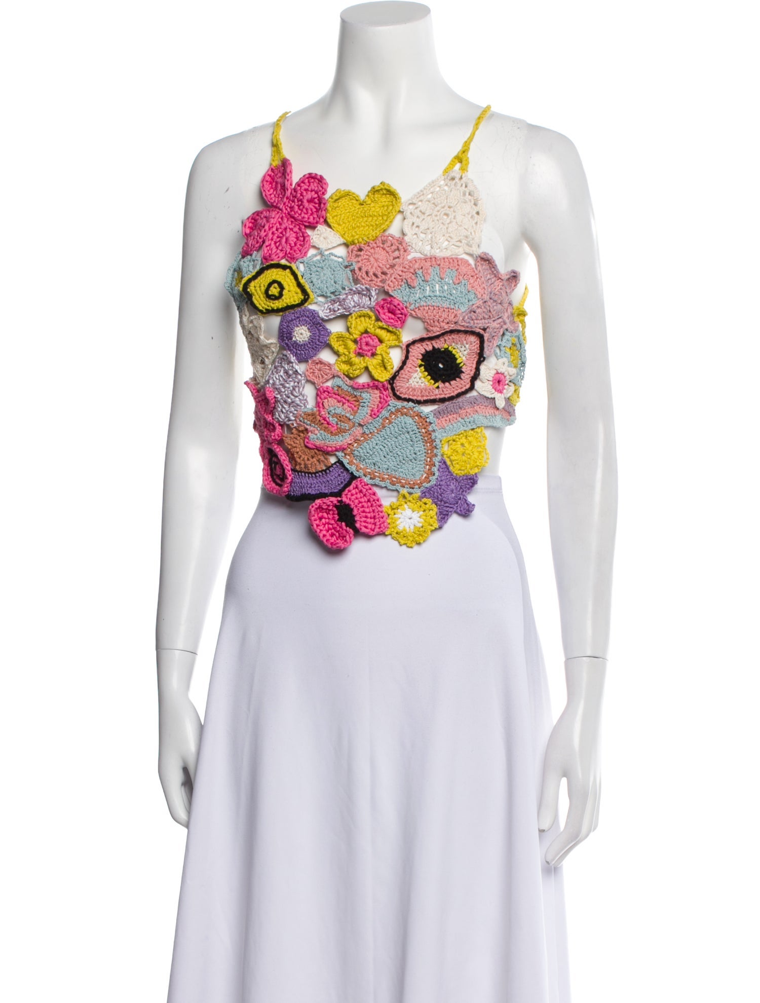 Marco Rambaldi Floral Print Square Neckline Crop Top