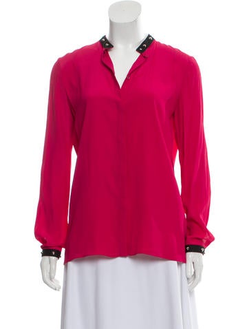 Boutique Moschino Tops Mock Neck Long Sleeve Button-Up Top US 6 | M