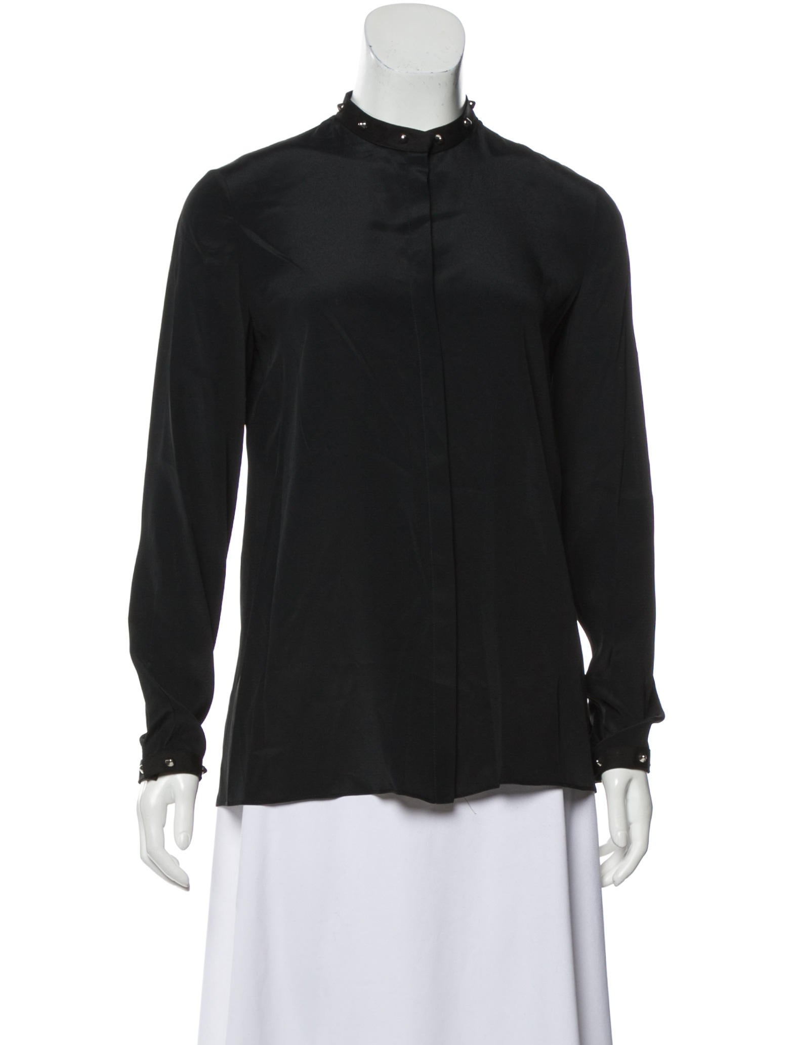Boutique Moschino Mock Neck Long Sleeve Button-Up Top w/ Tags