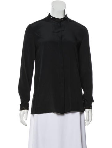 Boutique Moschino Tops Mock Neck Long Sleeve Button-Up Top US 2 | XS