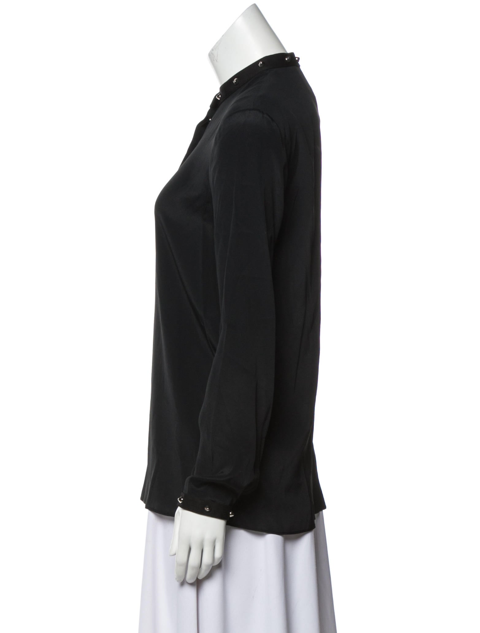 Boutique Moschino Mock Neck Long Sleeve Button-Up Top w/ Tags