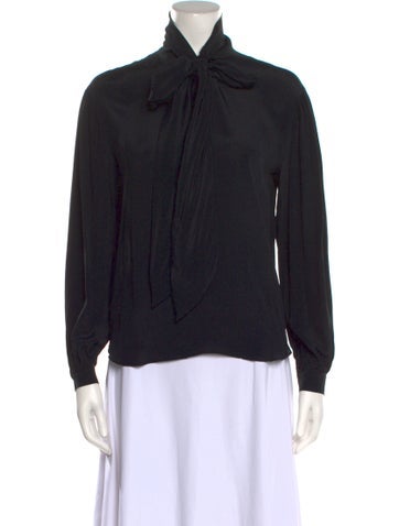 Boutique Moschino Tops Tie Neck Long Sleeve Blouse US 4 | S