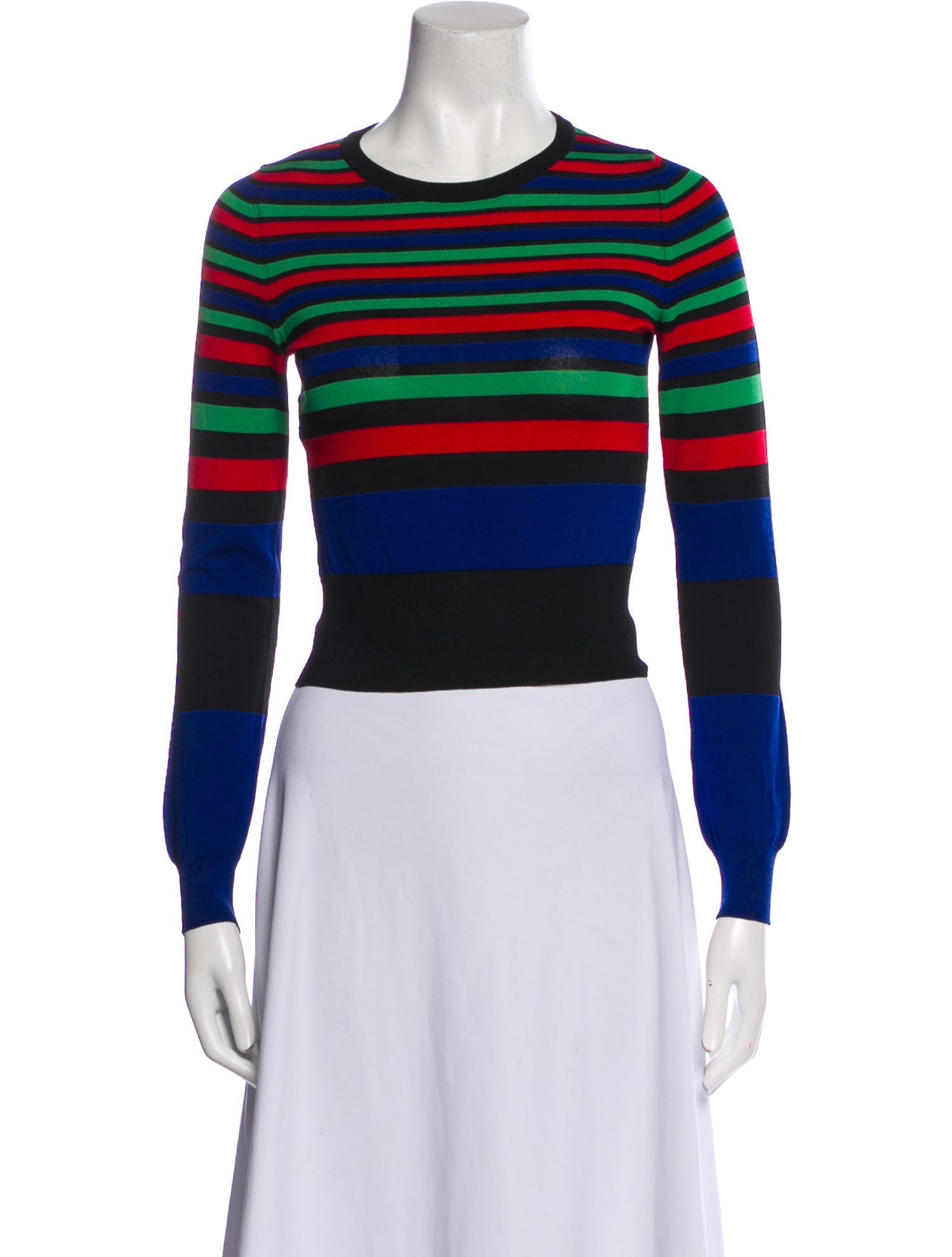 Boutique Moschino Striped Crew Neck Crop Top