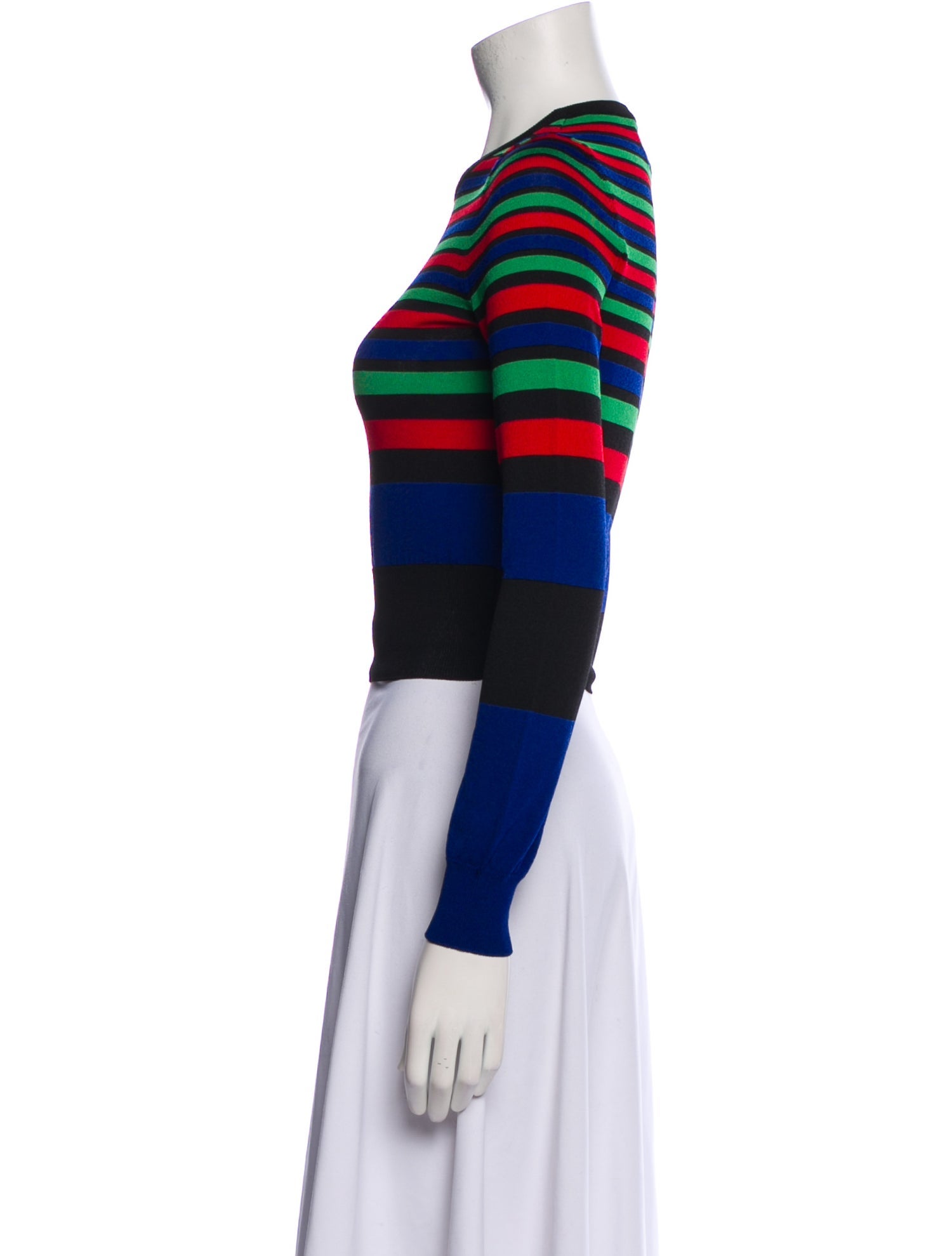 Boutique Moschino Striped Crew Neck Crop Top