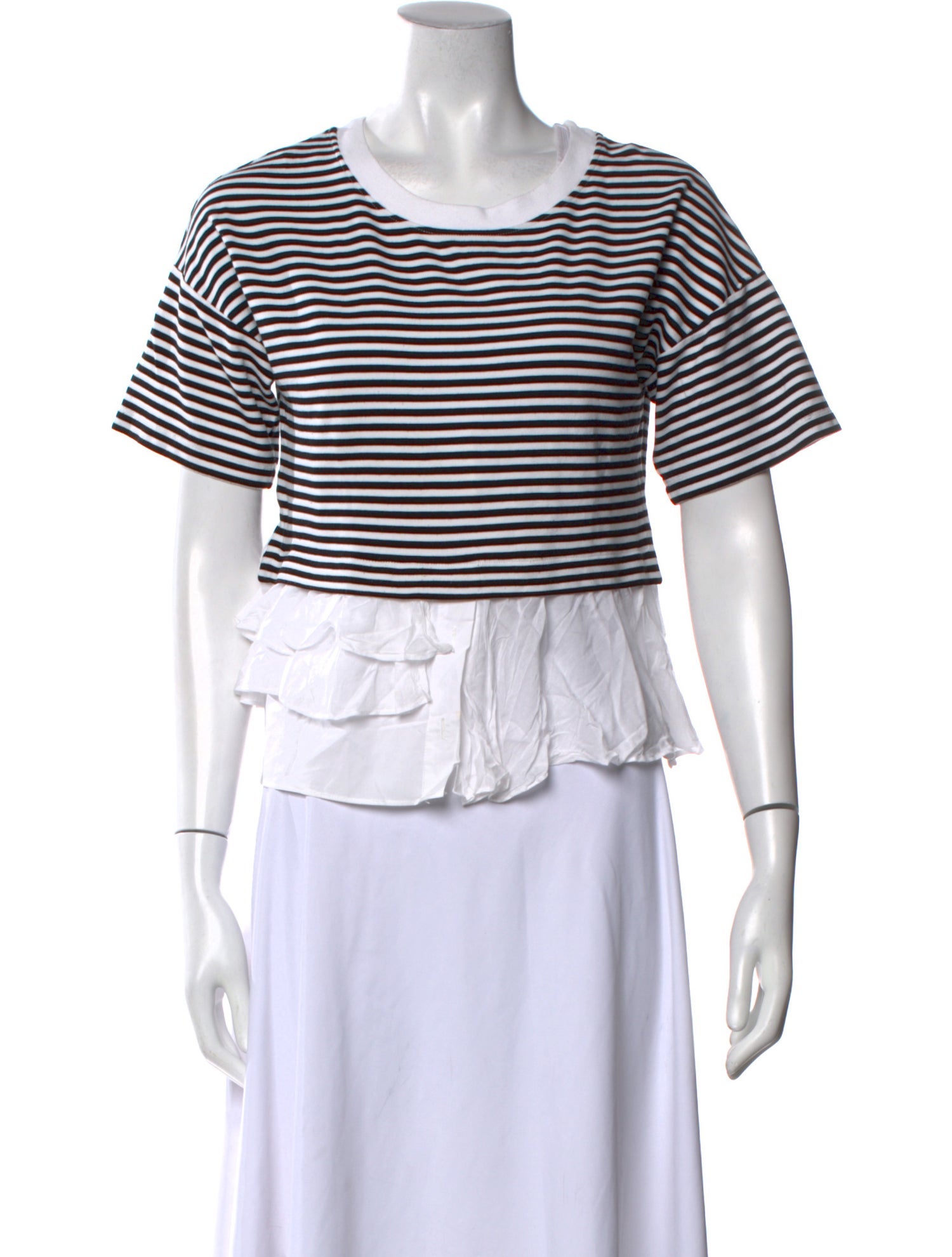 Boutique Moschino Striped Scoop Neck Crop Top