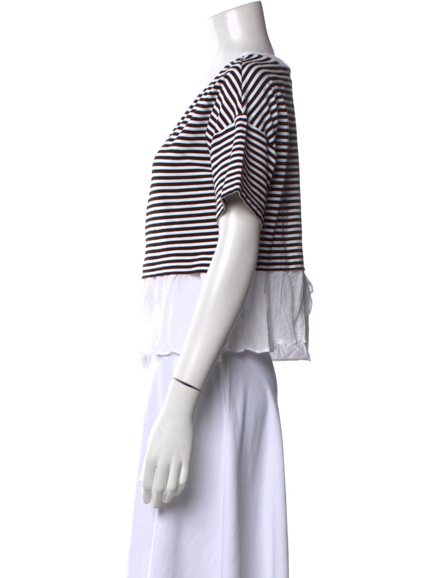 Boutique Moschino Striped Scoop Neck Crop Top