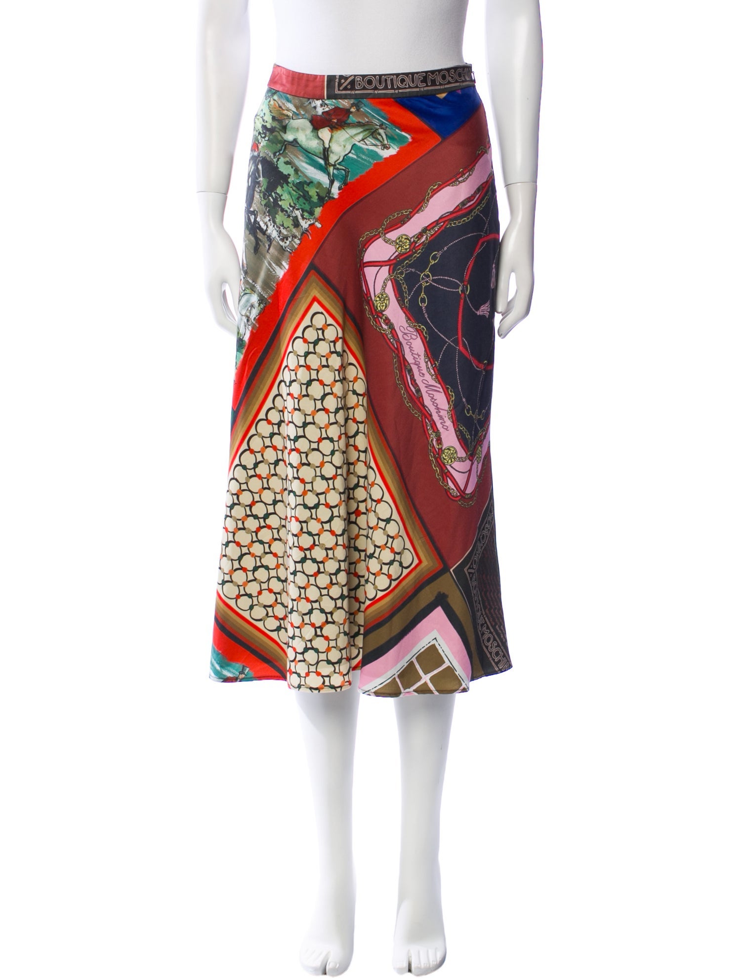 Boutique Moschino Silk Midi Length Skirt