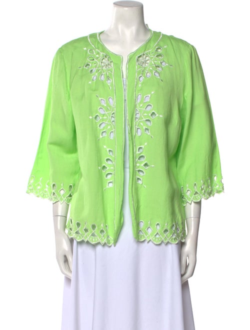 Bob Mackie Wearable Art Linen Lace Pattern Blouse