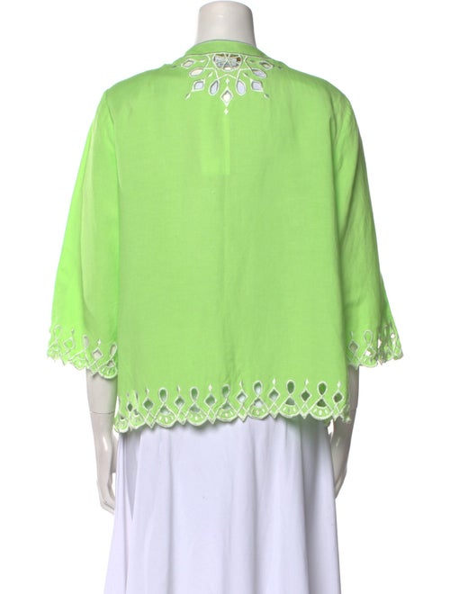 Bob Mackie Wearable Art Linen Lace Pattern Blouse