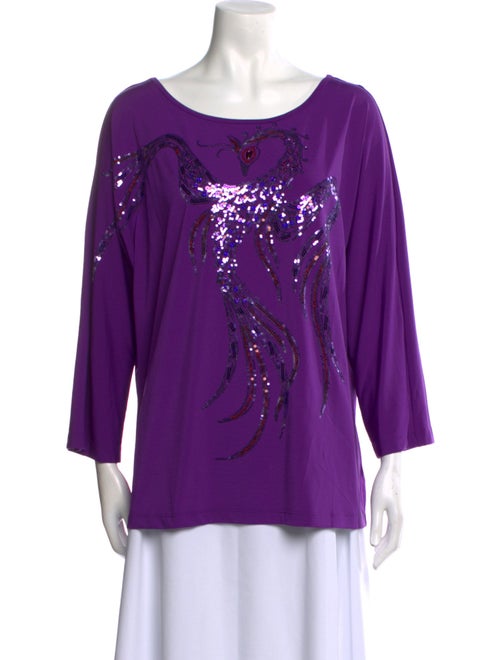 Bob Mackie Wearable Art Bateau Neckline Three-Quarter Sleeve T-Shirt