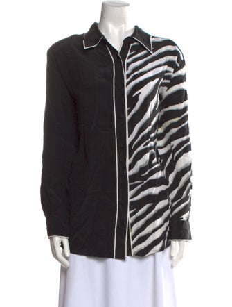 Bob Mackie Wearable Art Silk Printed Button-Up Top