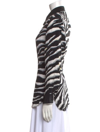 Bob Mackie Wearable Art Silk Printed Button-Up Top