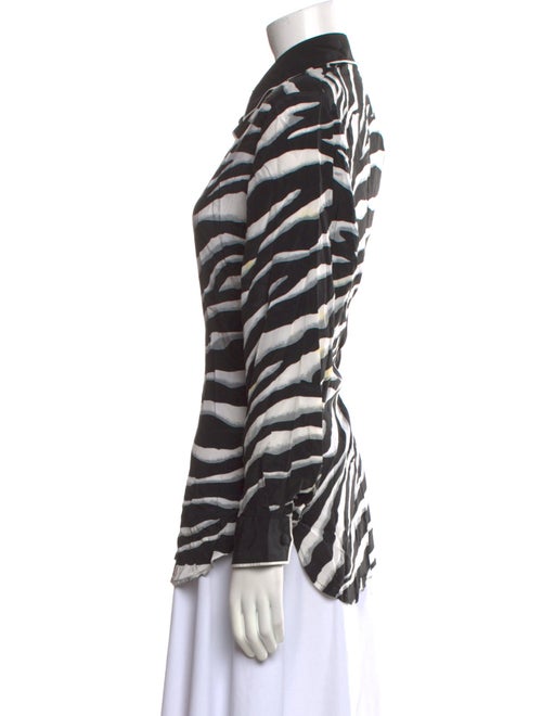 Bob Mackie Wearable Art Silk Printed Button-Up Top