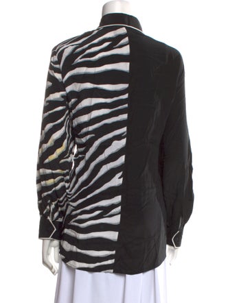 Bob Mackie Wearable Art Silk Printed Button-Up Top