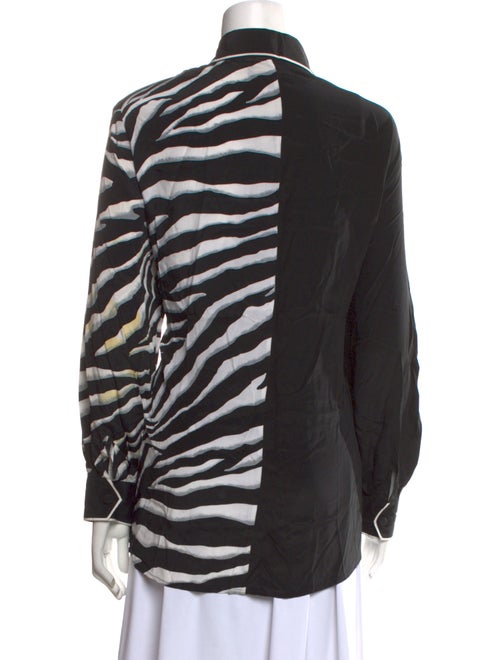 Bob Mackie Wearable Art Silk Printed Button-Up Top