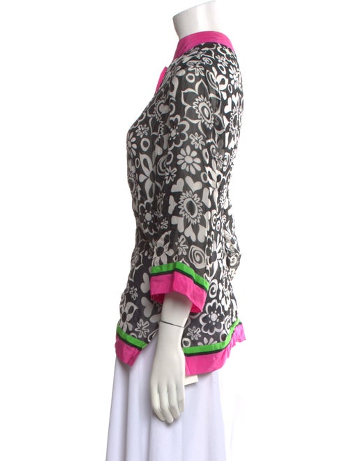 Bob Mackie Wearable Art Silk Printed Button-Up Top