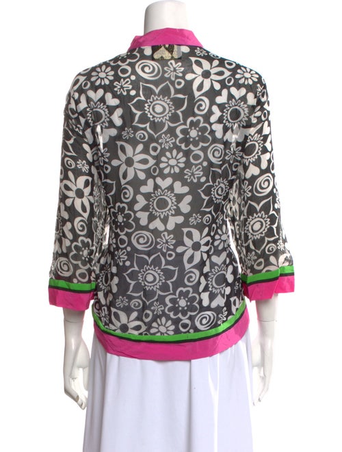 Bob Mackie Wearable Art Silk Printed Button-Up Top