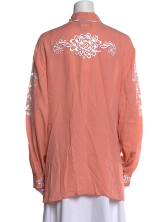 Bob Mackie Wearable Art Silk Graphic Print Button-Up Top