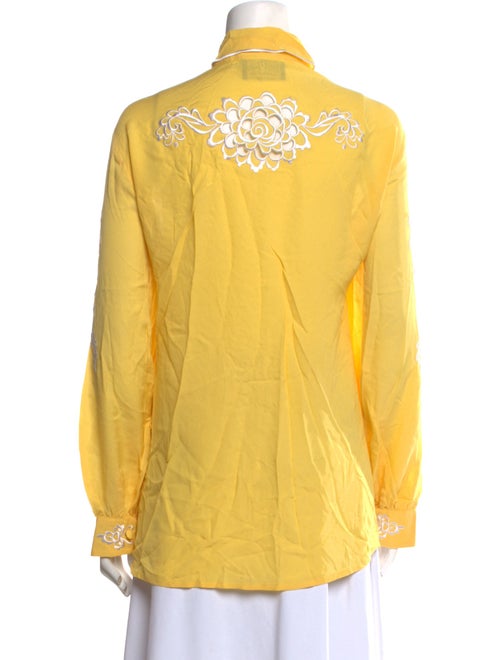 Bob Mackie Wearable Art Silk Printed Button-Up Top