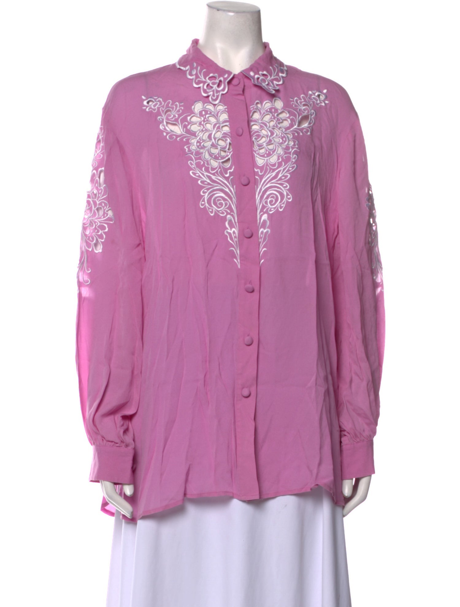 Bob Mackie Wearable Art Silk Patterned Button-Up Top