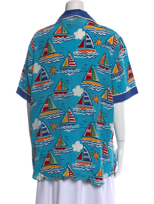 Bob Mackie Wearable Art Silk Printed Button-Up Top