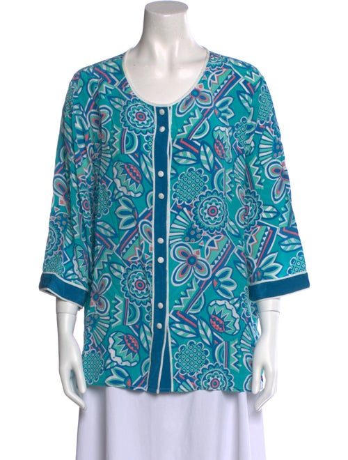 Bob Mackie Wearable Art Silk Printed Blouse