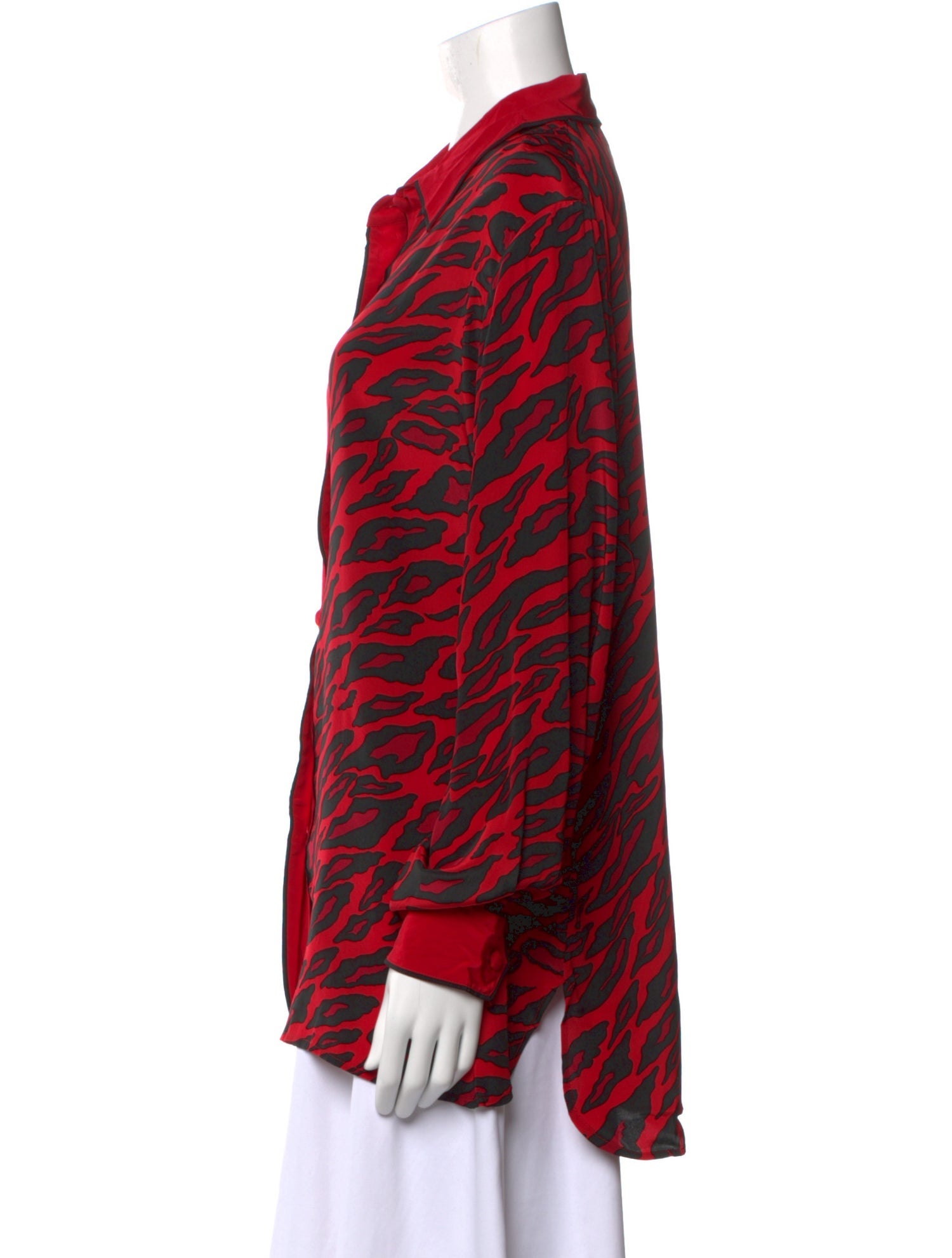 Bob Mackie Wearable Art Silk Colorblock Pattern Button-Up Top