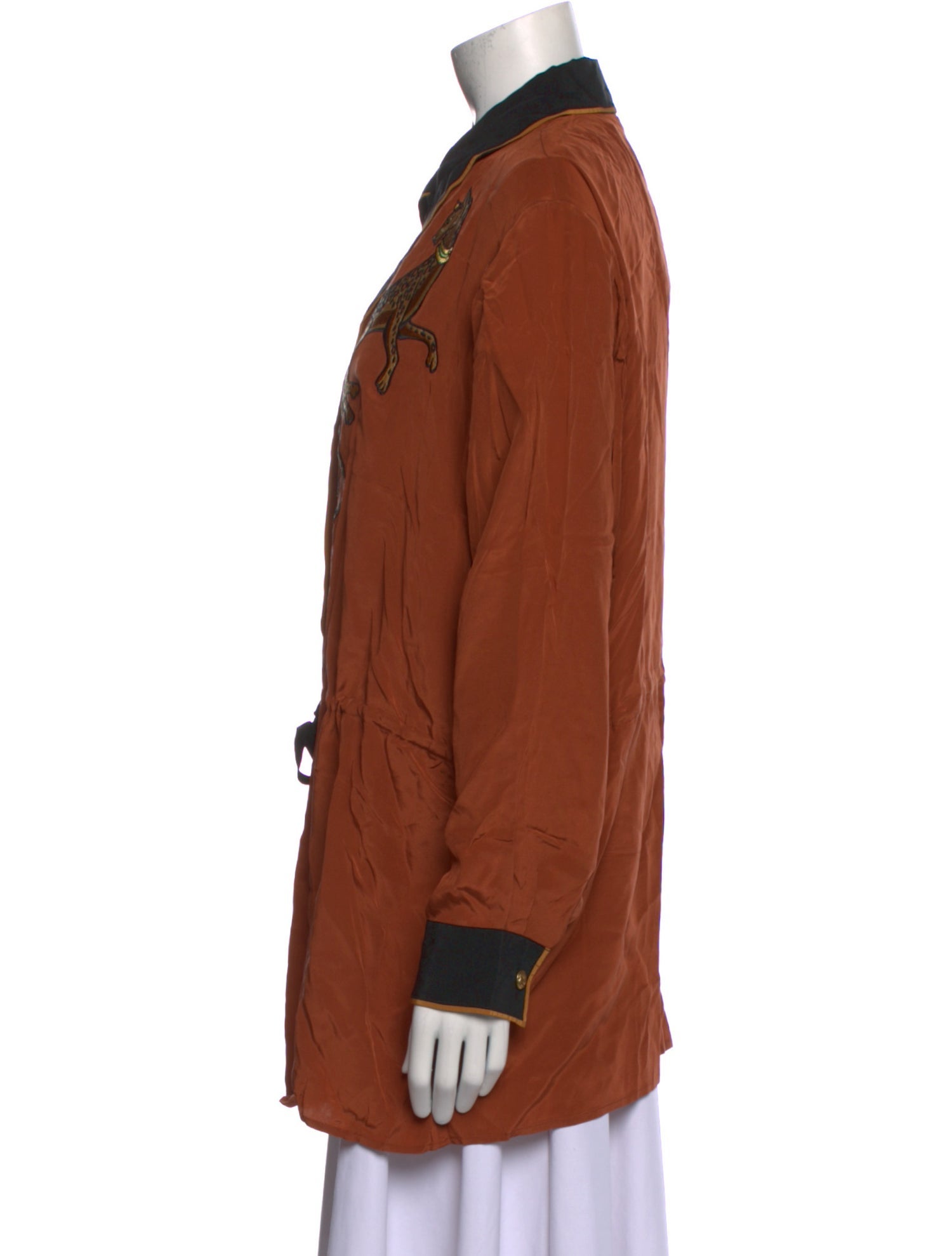 Bob Mackie Wearable Art Silk Printed Button-Up Top