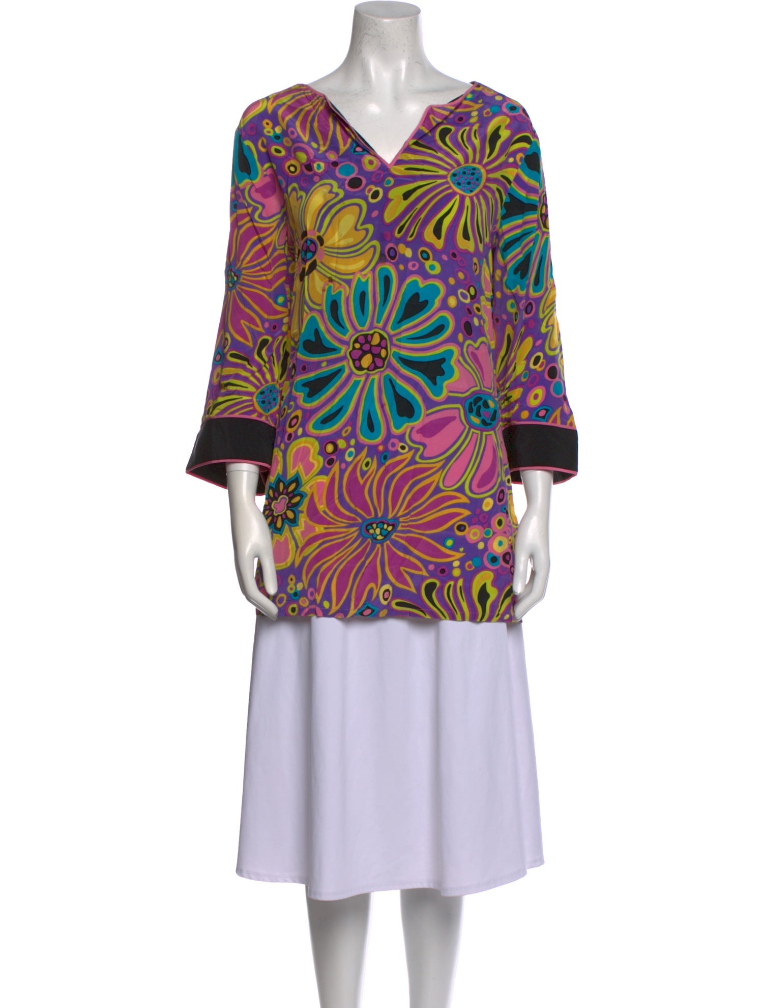 Bob Mackie Wearable Art Silk Printed Tunic