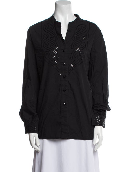 Bob Mackie Wearable Art V-Neck Long Sleeve Button-Up Top