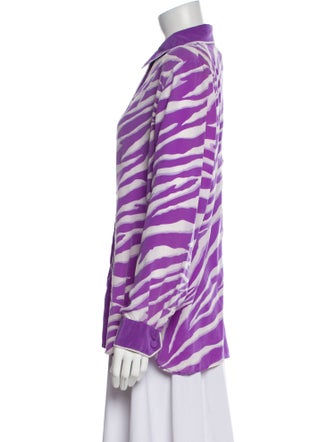 Bob Mackie Wearable Art Silk Printed Button-Up Top