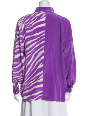 Bob Mackie Wearable Art Silk Printed Button-Up Top