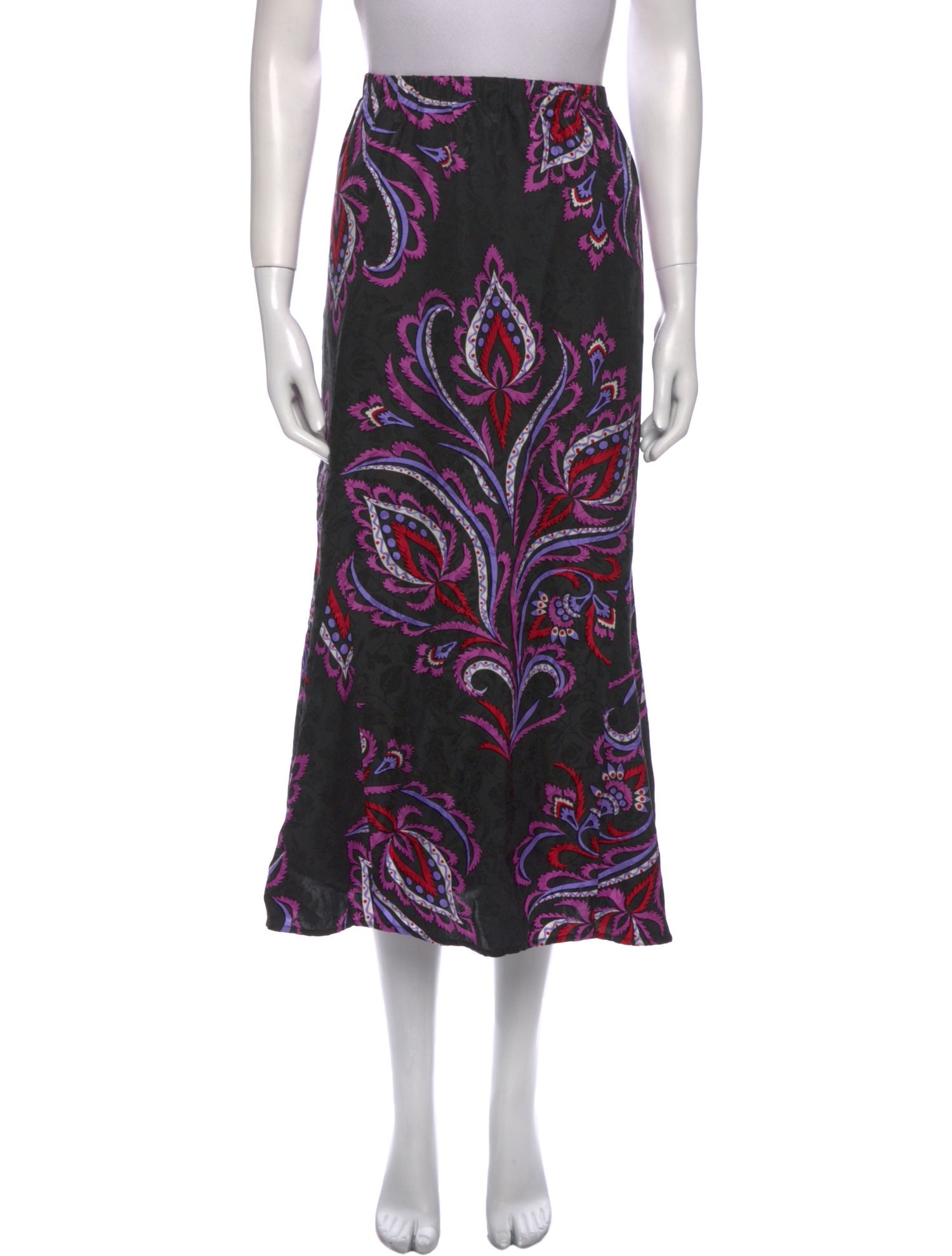 Bob Mackie Wearable Art Silk Midi Length Skirt