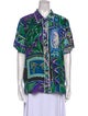 Bob Mackie Wearable Art Silk Printed Button-Up Top