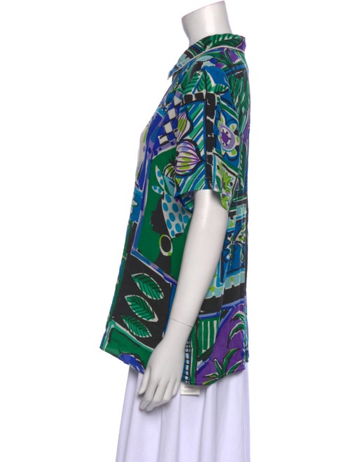 Bob Mackie Wearable Art Silk Printed Button-Up Top