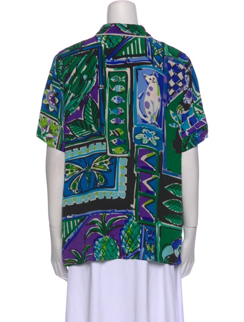 Bob Mackie Wearable Art Silk Printed Button-Up Top