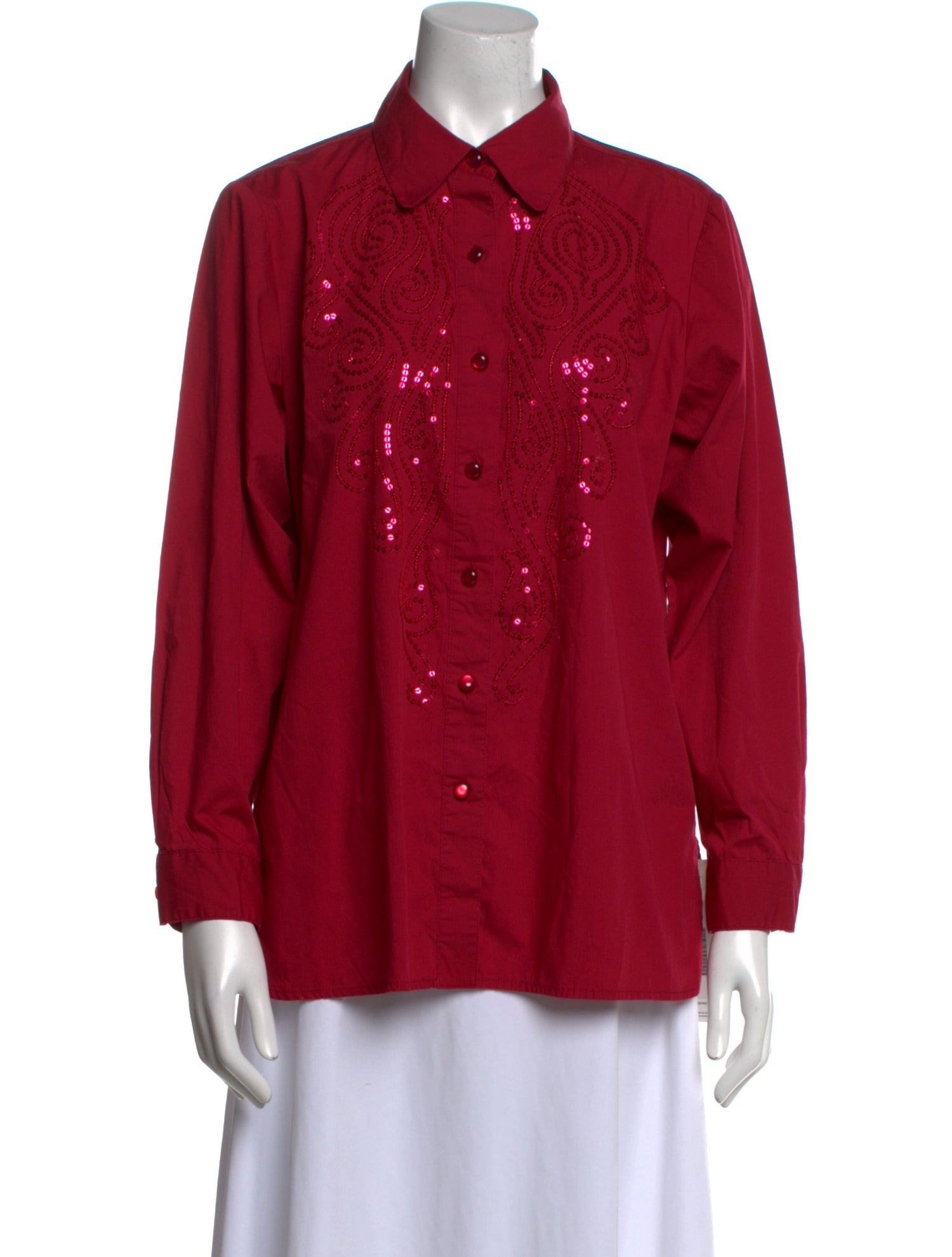 Bob Mackie Wearable Art Long Sleeve Button-Up Top