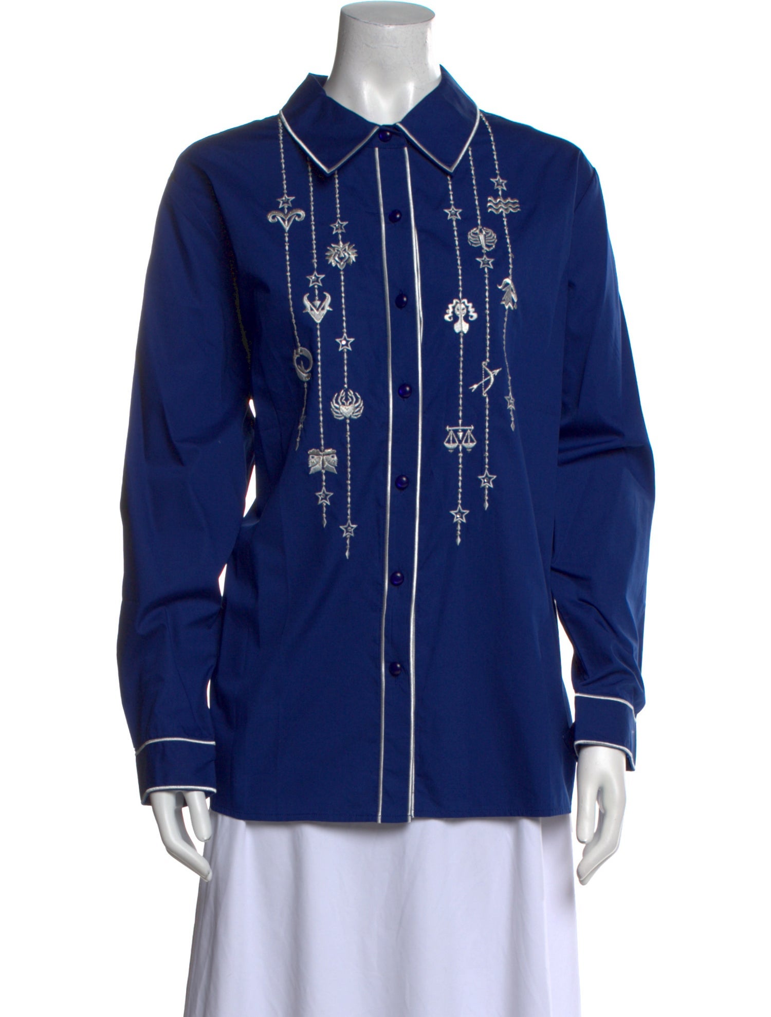 Bob Mackie Wearable Art Long Sleeve Button-Up Top