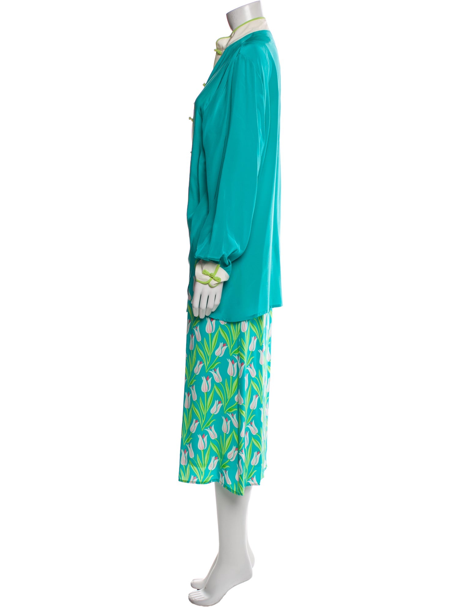 Bob Mackie Wearable Art Silk Printed Skirt Set