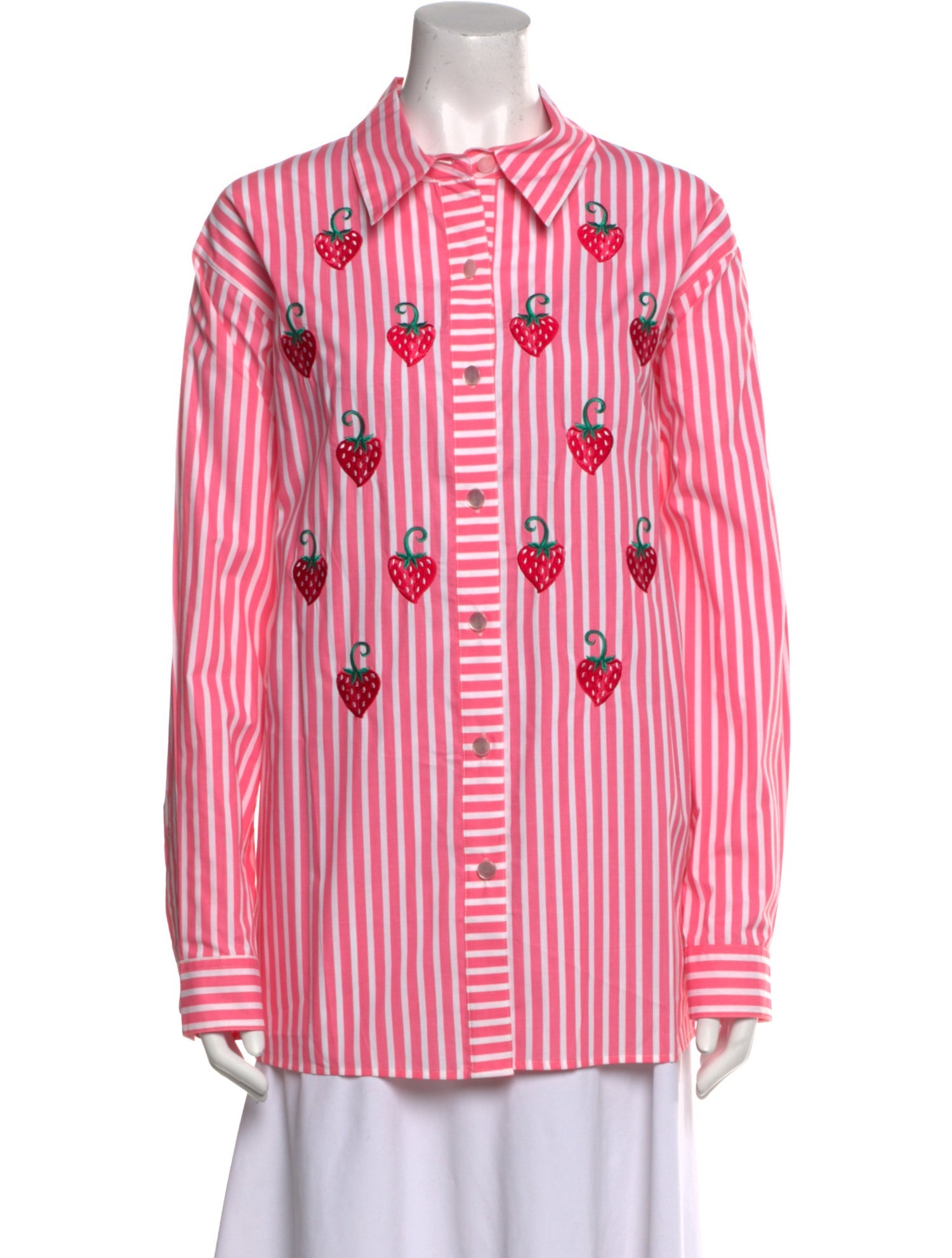 Bob Mackie Wearable Art Striped Long Sleeve Button-Up Top