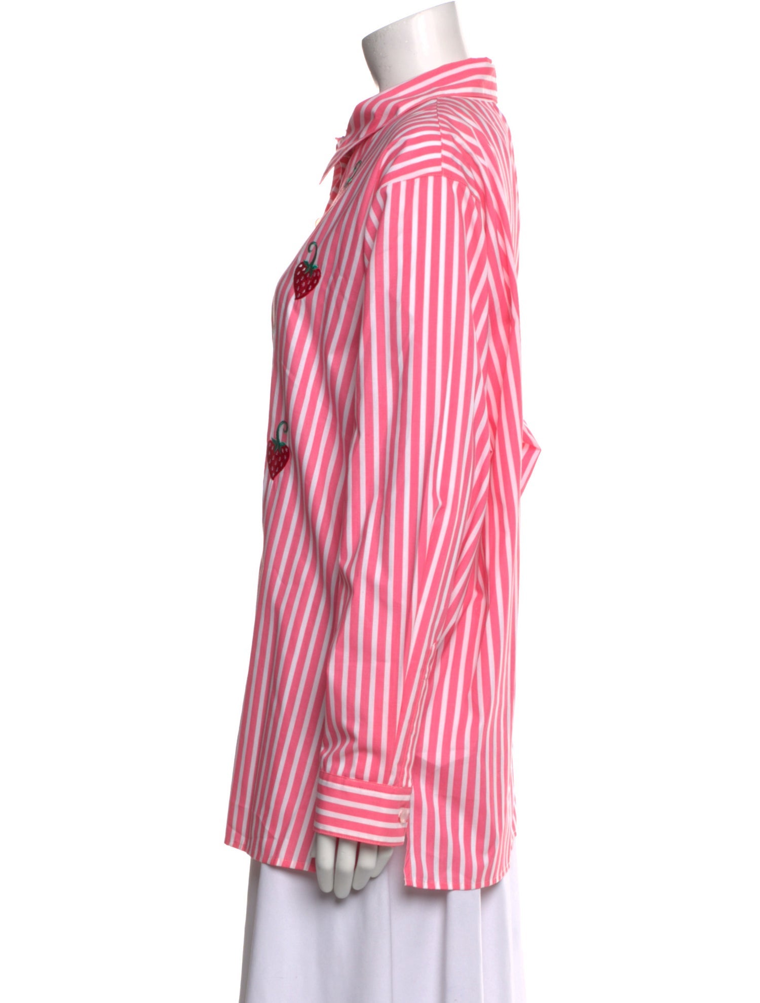 Bob Mackie Wearable Art Striped Long Sleeve Button-Up Top