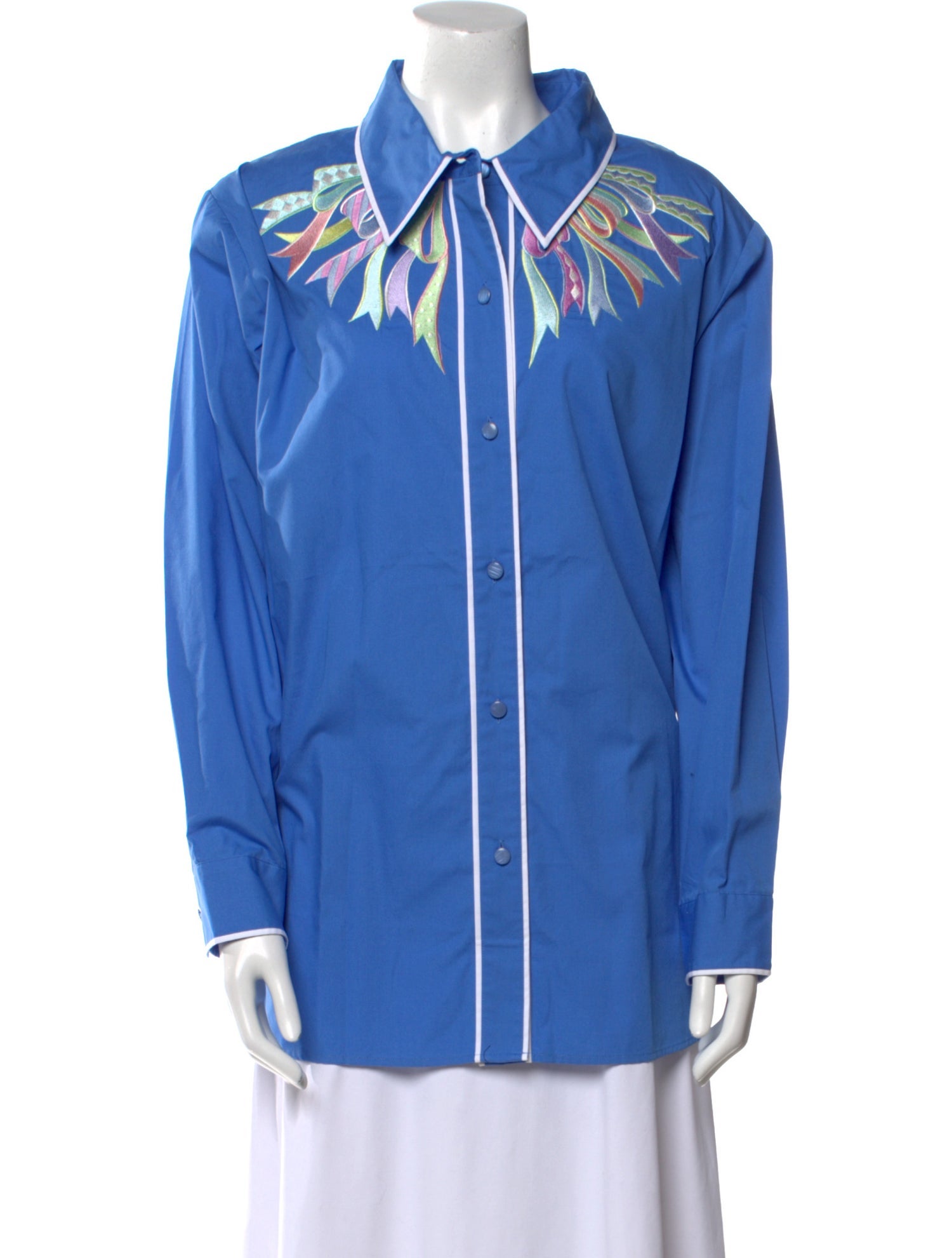 Bob Mackie Wearable Art Printed Long Sleeve Button-Up Top