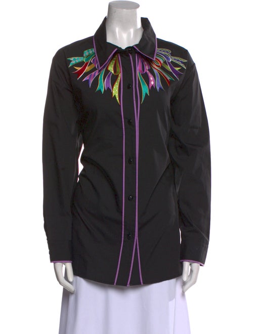 Bob Mackie Wearable Art Long Sleeve Button-Up Top