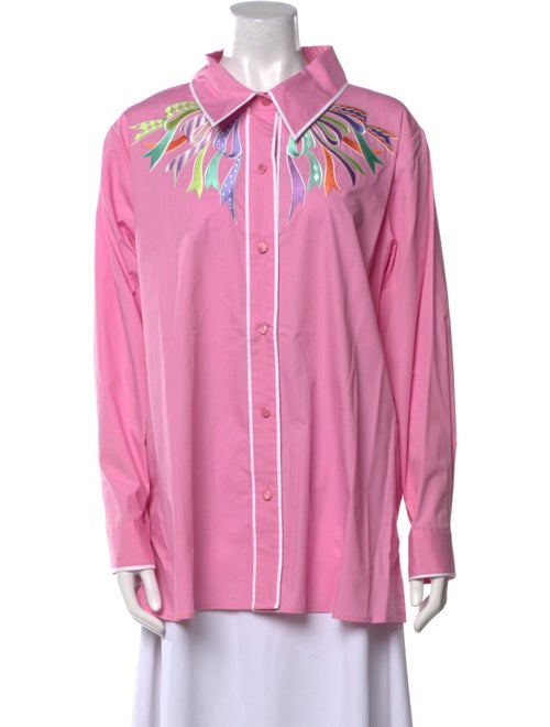 Bob Mackie Wearable Art Long Sleeve Button-Up Top